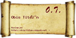 Obis Titán névjegykártya